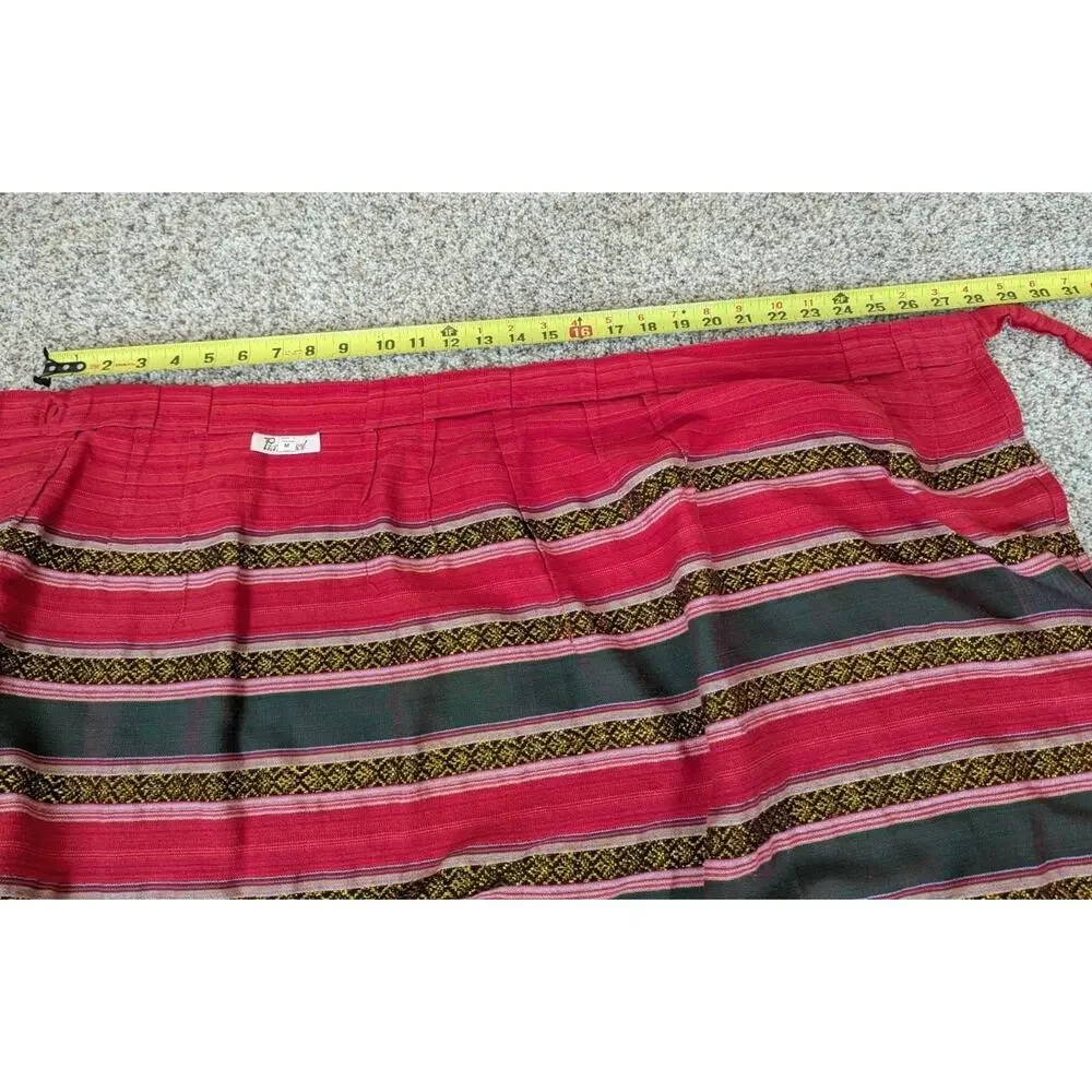 Vintage M Striped Wrap Skirt Piankusol Made in Thailand Boho Resort Vacation